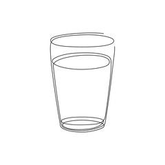 The glass is drawn in one line. Continuous line. Minimalistic graphics.