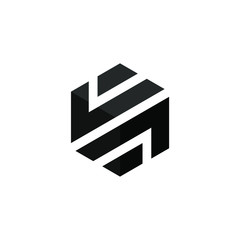 Initial letter jr or N logo template with 3d cube hexagonal symbol in flat design monogram illustration