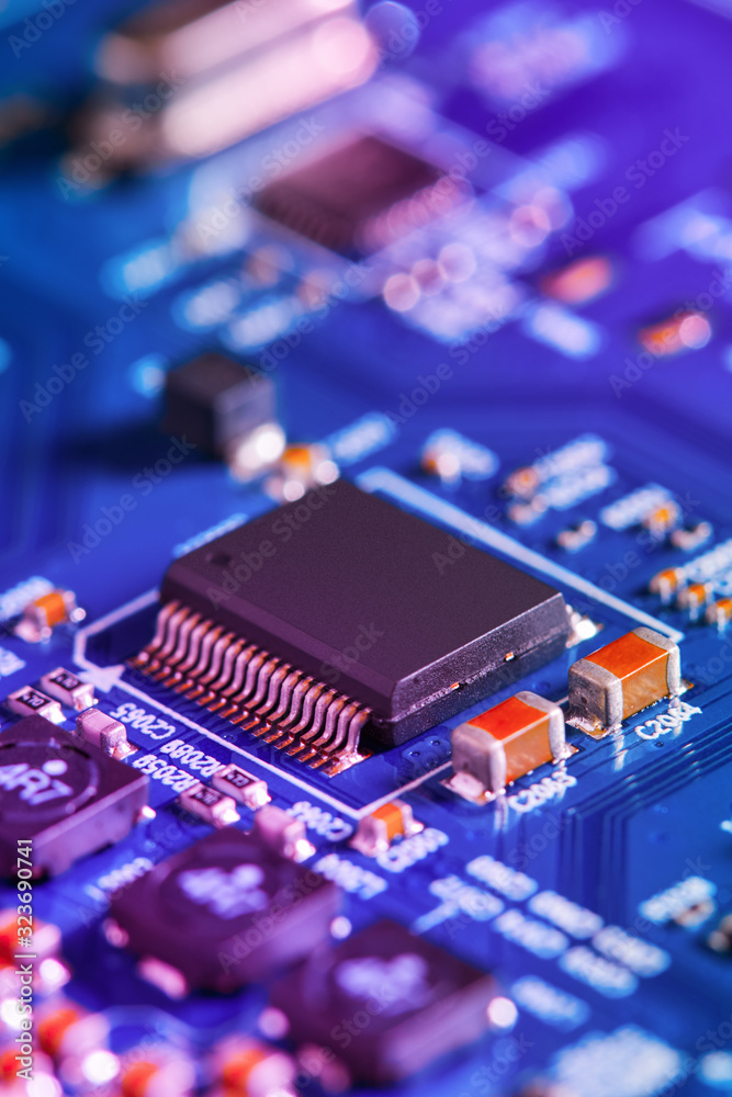 Canvas Prints electronic circuit board close up.