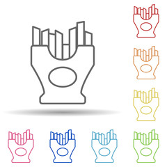 French fries in multi color style icon. Simple thin line, outline vector of fast food icons for ui and ux, website or mobile application