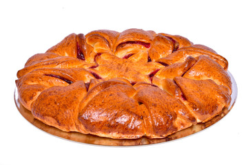 Raspberry pie on a white background...