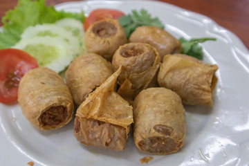Deep Fried Crab meat roll (Hoi Jo), Satun province southern of Thailand
