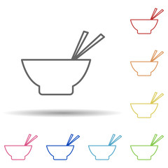 Noodles in plate in multi color style icon. Simple thin line, outline vector of fast food icons for ui and ux, website or mobile application