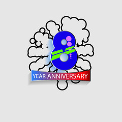 8 anniversary logo vector template. Design for banner, greeting cards or print