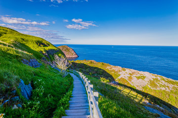 Signal Hill Walkway at St John Newfoundland, Canada with blue sky as background during summer