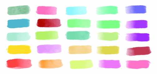 green, blue, pink, yellow, orange, red, purple pastel watercolor splash set for your design, vector.