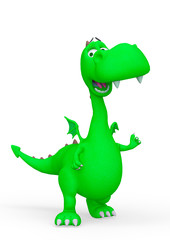 baby dragon cartoon is singing in a white background