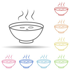 Bowl of soup in multi color style icon. Simple thin line, outline vector of fast food icons for ui and ux, website or mobile application