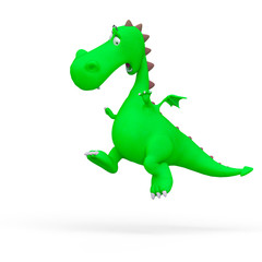 baby dragon cartoon scared in a white background