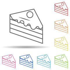 Piece of cake in multi color style icon. Simple thin line, outline vector of fast food icons for ui and ux, website or mobile application
