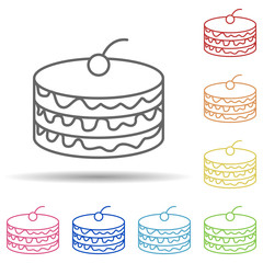 Cake with cherry in multi color style icon. Simple thin line, outline vector of fast food icons for ui and ux, website or mobile application
