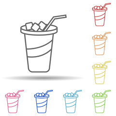 Iced juice in glass in multi color style icon. Simple thin line, outline vector of fast food icons for ui and ux, website or mobile application