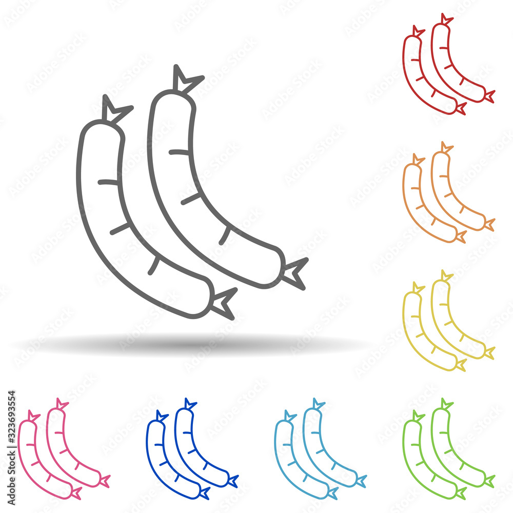Poster sausages in multi color style icon. simple thin line, outline vector of fast food icons for ui and u
