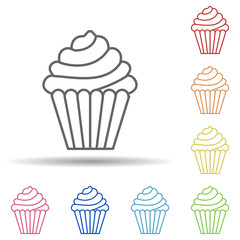 Cup cake in multi color style icon. Simple thin line, outline vector of fast food icons for ui and ux, website or mobile application