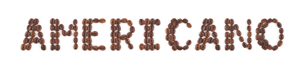 High resolution roasted coffee beans in letters