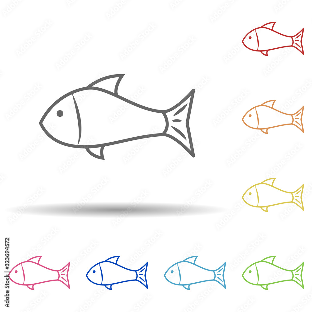 Poster a fish in multi color style icon. simple thin line, outline vector of food icons for ui and ux, webs