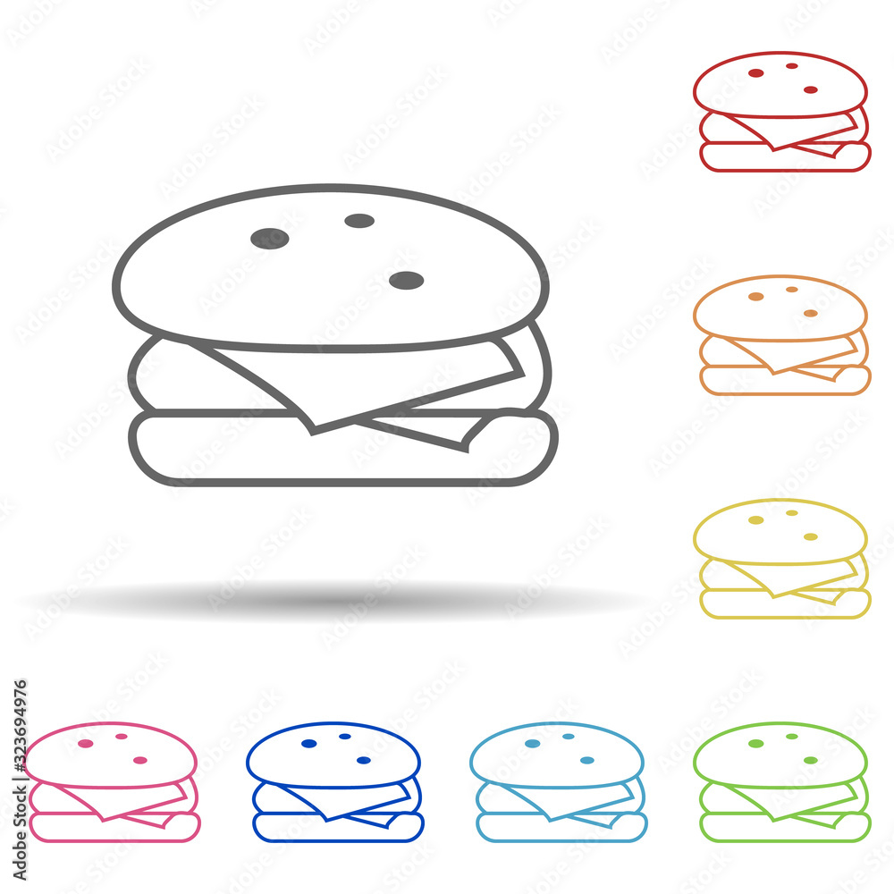 Poster hamburger in multi color style icon. simple thin line, outline vector of food icons for ui and ux, w