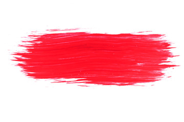 abstract smear of red paint on a white background