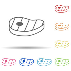 Fried steak in multi color style icon. Simple thin line, outline vector of food icons for ui and ux, website or mobile application