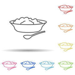 Puree plates in multi color style icon. Simple thin line, outline vector of food icons for ui and ux, website or mobile application