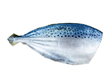Ready to cook raw fresh pompano fish isolated on white background