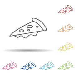 A piece of pizza in multi color style icon. Simple thin line, outline vector of food icons for ui and ux, website or mobile application