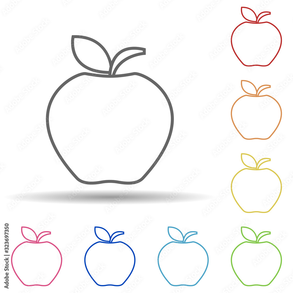 Poster apple in multi color style icon. simple thin line, outline vector of fruit icons for ui and ux, webs