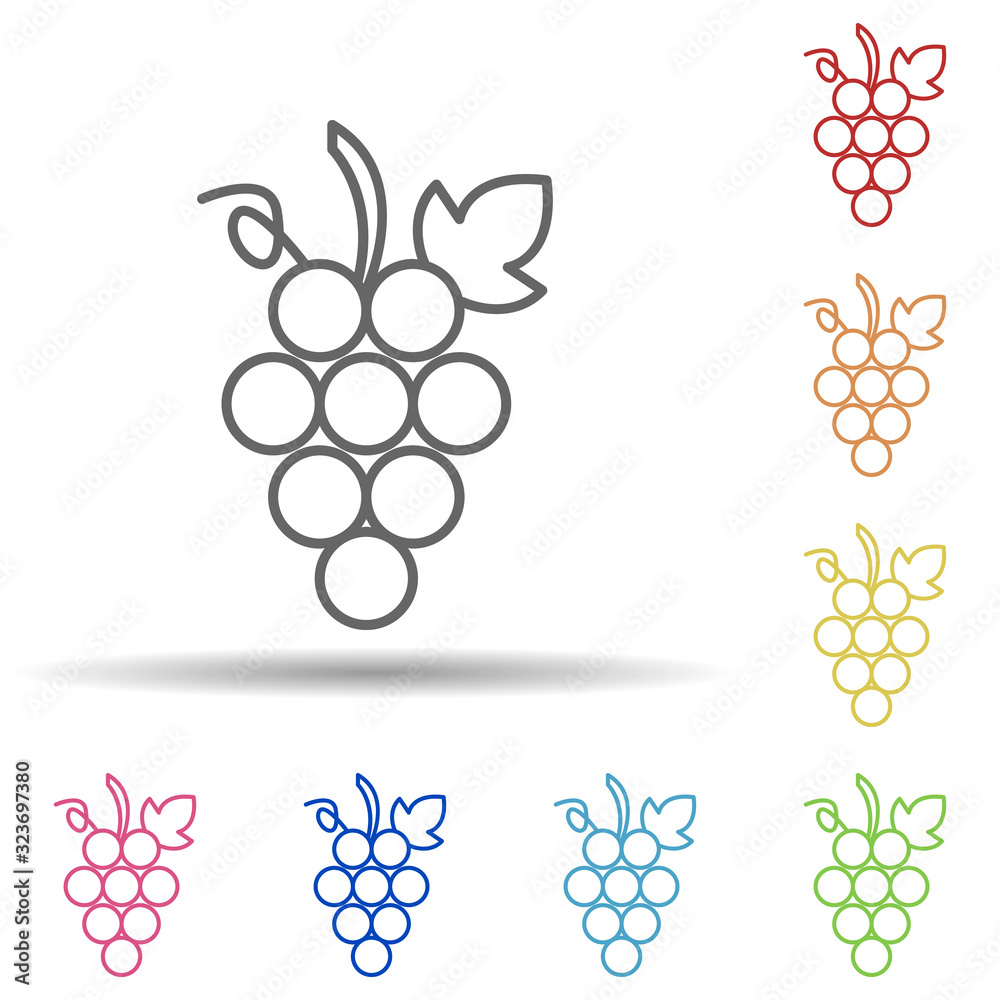 Poster grapes in multi color style icon. simple thin line, outline vector of fruit icons for ui and ux, web