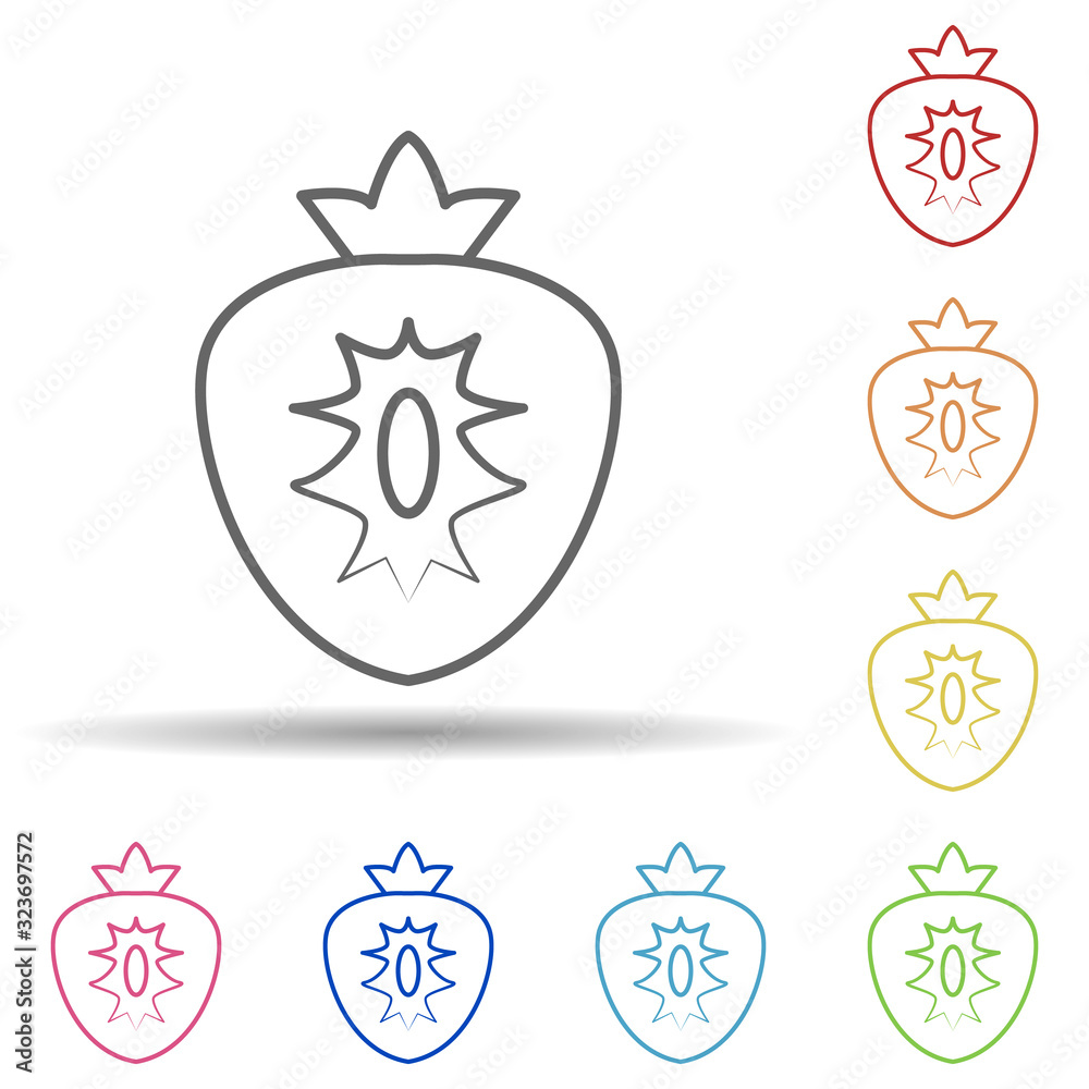 Poster sectional strawberry in multi color style icon. simple thin line, outline vector of fruit icons for 