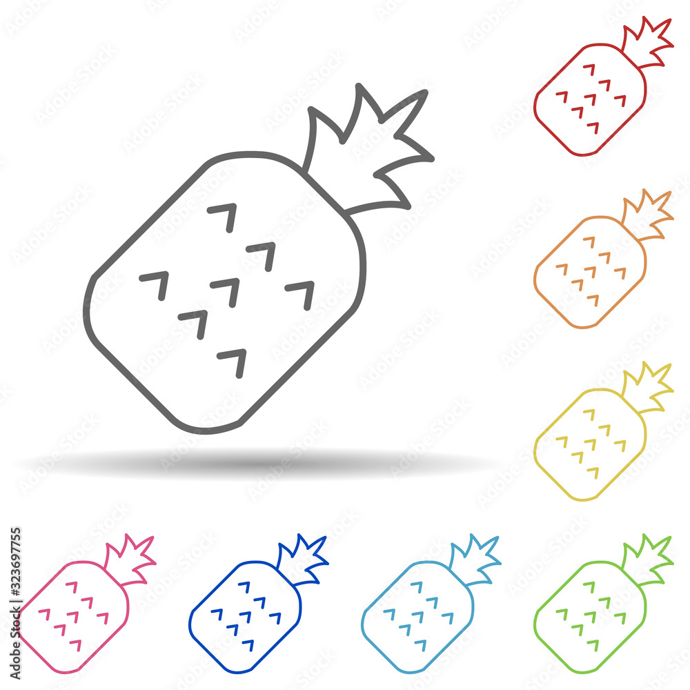 Poster pineapple in multi color style icon. simple thin line, outline vector of fruit icons for ui and ux, 