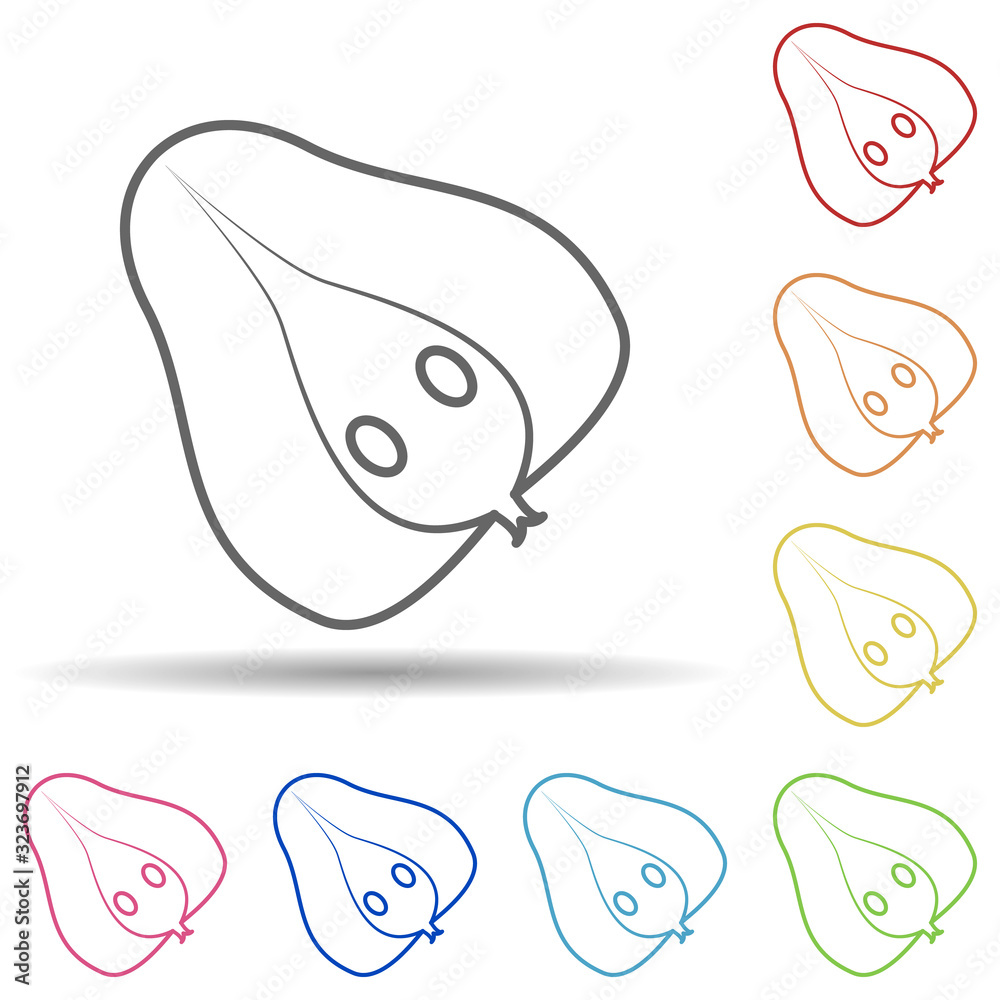 Poster papaya in multi color style icon. simple thin line, outline vector of fruit icons for ui and ux, web