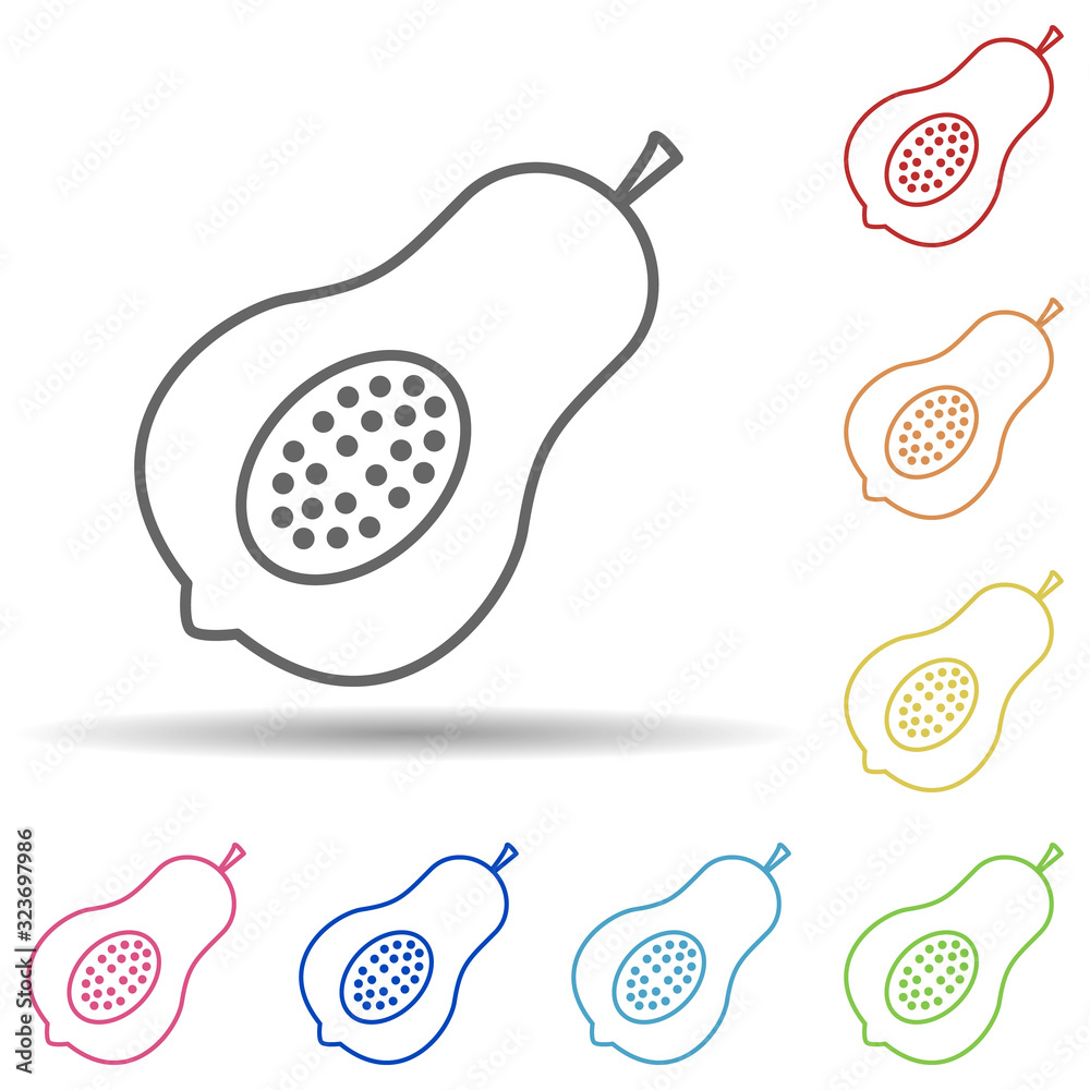 Poster avocado in multi color style icon. simple thin line, outline vector of fruit icons for ui and ux, we