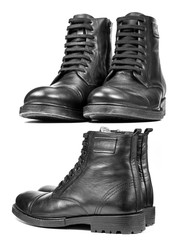 Black man's boots. Isolated on a white background.