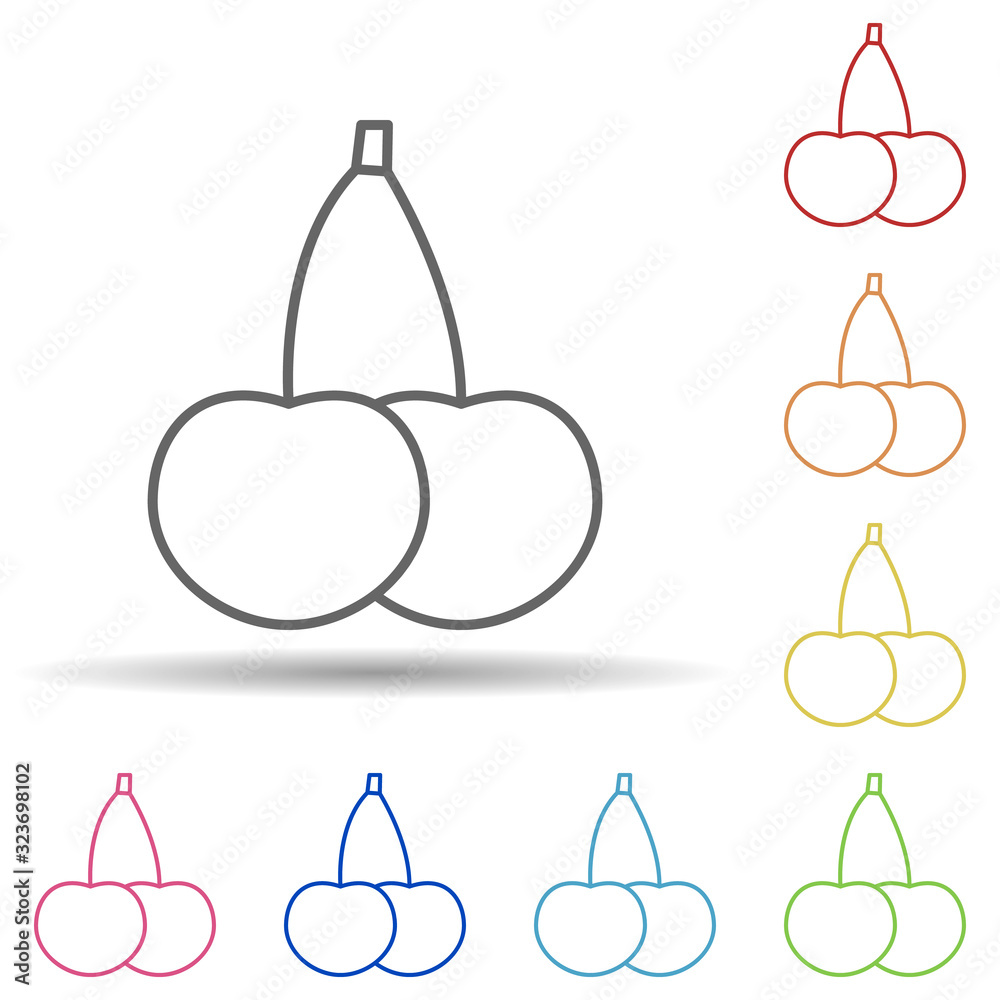 Poster cherry in multi color style icon. simple thin line, outline vector of fruit icons for ui and ux, web