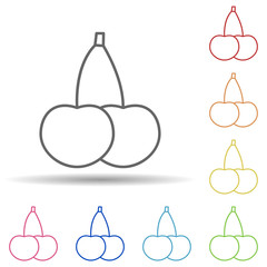 Cherry in multi color style icon. Simple thin line, outline vector of fruit icons for ui and ux, website or mobile application