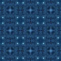 Obraz premium Blue Circuit Board Pattern Digital Seamless Background. Abstract Futuristic Computer Motherboard illustration. Information Technology, High-tech Business, Network Texture, Artificial Intelligence