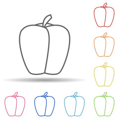 Pepper in multi color style icon. Simple thin line, outline vector of fruit icons for ui and ux, website or mobile application