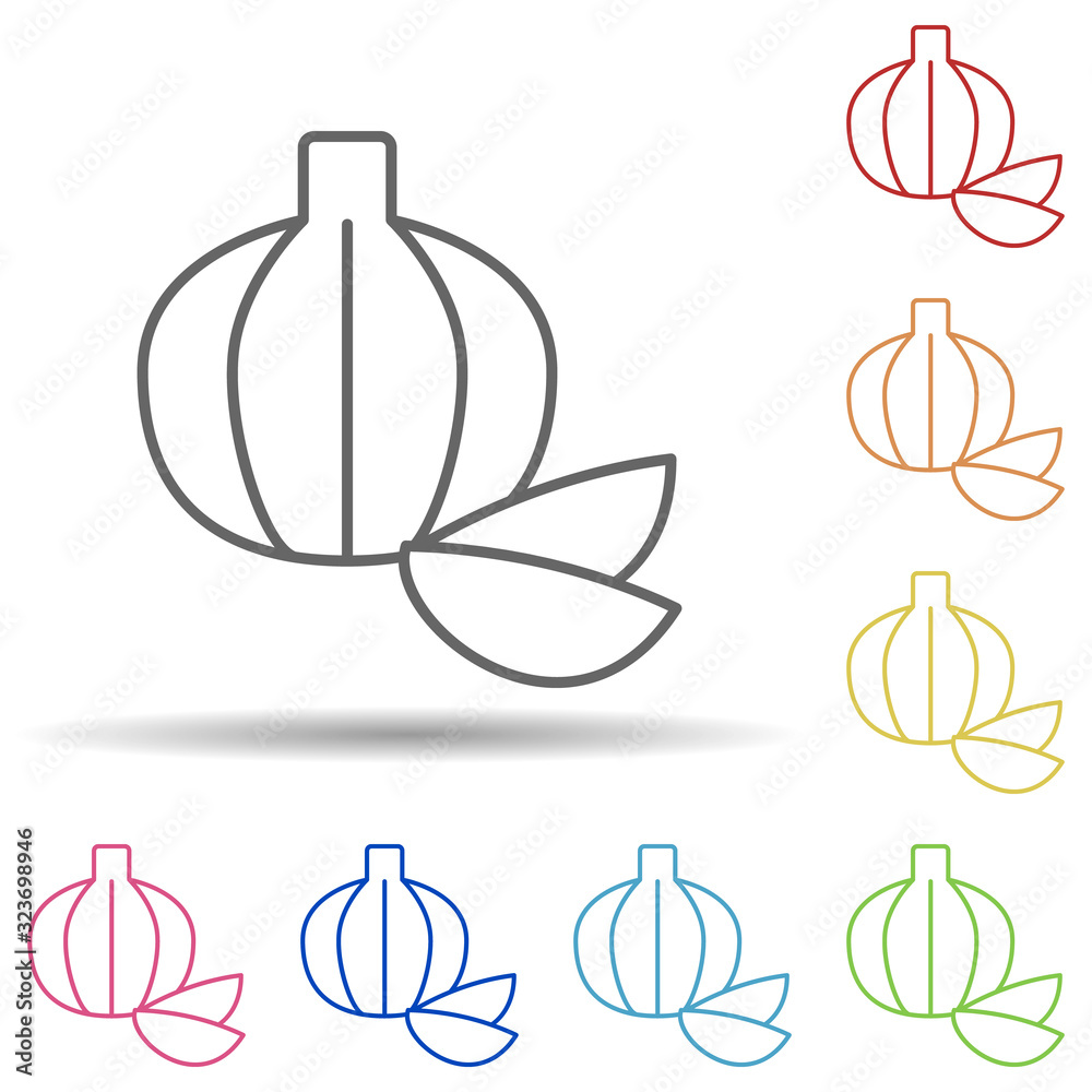 Poster garlic in multi color style icon. simple thin line, outline vector of fruit icons for ui and ux, web