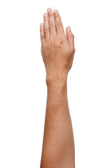 Obraz premium Male Asian hand gestures isolated over the white background. Touch Action.