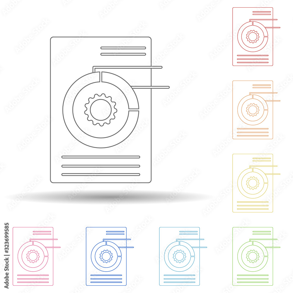Poster colored data analysis in multi color style icon. simple thin line, outline vector of business and di