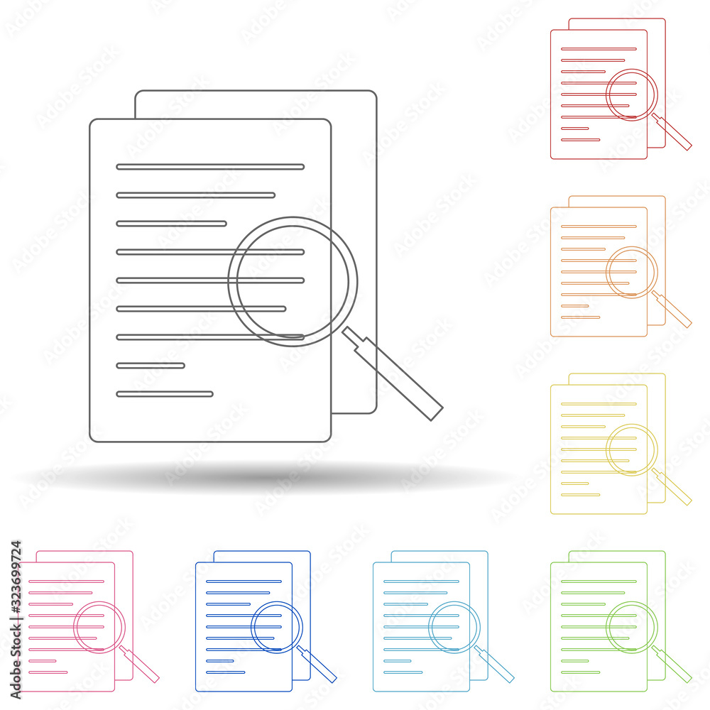 Poster colored data search in multi color style icon. simple thin line, outline vector of business and digi