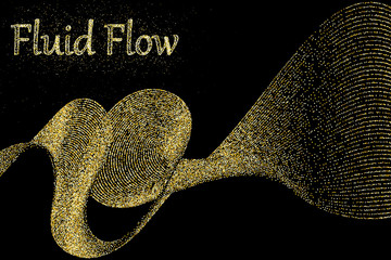 Golden particles. Fluid flow. Gold glitter texture