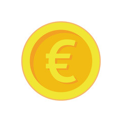 Euro coin icon designed in flat style