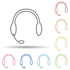 Headphones in multi color style icon. Simple thin line, outline vector of mobile banking icons for ui and ux, website or mobile application