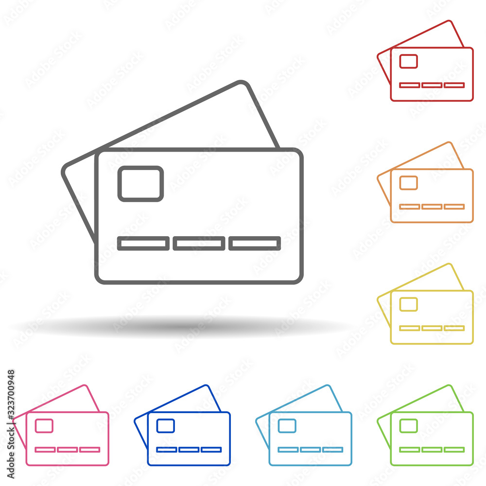 Poster credit cards in multi color style icon. simple thin line, outline vector of mobile banking icons for