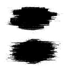 Brush strokes set. Paintbrush grunge design elements. Dirty distress pattern banners. Ink splatters. Grungy painted objects. Grunge scratched effect. Vector set