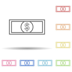 Bill of the dollar in multi color style icon. Simple thin line, outline vector of mobile banking icons for ui and ux, website or mobile application