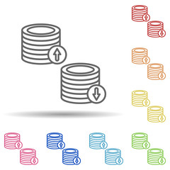 Coin currency rate in multi color style icon. Simple thin line, outline vector of mobile banking icons for ui and ux, website or mobile application