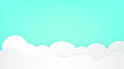 cloud and blue sky with copy space for design, paper art concept, vector.