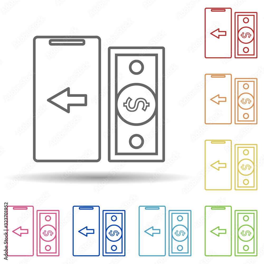 Poster mobile banking in multi color style icon. simple thin line, outline vector of mobile banking icons f